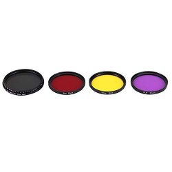 Camera Lens Filter Junestar 4 In 1 Proffesional 52MM Lens Filter ND2-400 + Red + Yellow + Fld purple For Gopro HERO5 4S 4 3+