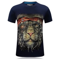 Plus Size S-4XL 3D One-eyed Animal Printed Short Tees Personality Mens Short Sl