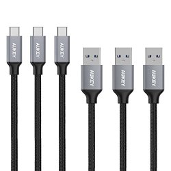 AUKEY Usb-c To Usb 3.0 Cable Braided 3 Pack 3.3ft For Macbook Pro Google Pixel Lg G5 And More