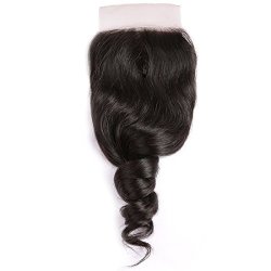 Unice Hair 7A Brazilian Loose Wave Virgin Hair Free Part 4X4 Lace Closure 16INCH