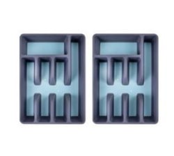 2 Cutlery Trays With Anti-slip Sections - Blue