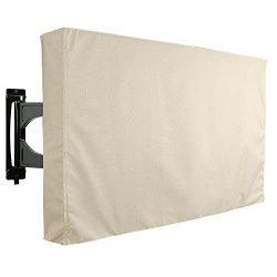 Outdoor Tv Cover Beige Weatherproof Universal Protector For 55" - 58" Lcd LED Plasma Television Sets - Compatible With Standard Mounts And Stands. Built
