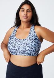 Cotton On Curve Strappy Sports Crop - Summer Bloom Navy