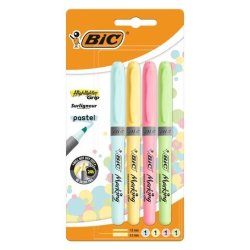 BIC Marking Highlighter Grip Pastel 4 Pack