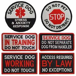 Lightbird 6 Pcs Service Dog In Training working stress & Anxiety Response Embroidered Hook & Loop Morale Patches