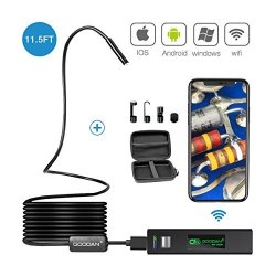 11.5FT Wireless Inspection Camera Goodan Updated 1200P HD Wifi Endoscope Borescope With 2.0 Megapixels Snake Camera For Iphone Android Smartphone Table Ipad PC 3.5M Wifi Endoscope