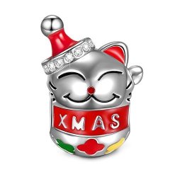 Lucky Ninaqueen Cat 925 Sterling Silver Christmas Charms Merry Christmas Holiday Santa Claus Charms Christmas Gifts Birthday Gifts For Her Anniversary Gifts For Wife