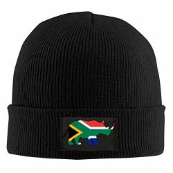 Rhino South Africa Flag Men & Women's Knitted Hat Fashion Warm Snowboarding Hat Black