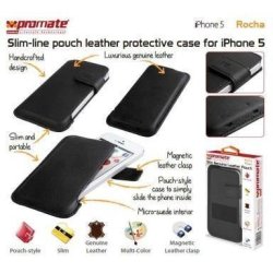Promate Rocha Iphone 5 Slim-line Pouch Leather Protective Case Cover-grey Retail Box 1 Year Warranty