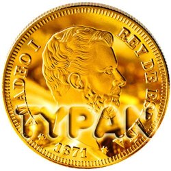 Amadeo I 1871 Spainish Gold Clad Coin + Medallion