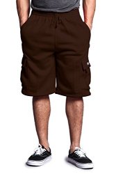 USA G-style Men's Solid Fleece Cargo Shorts DFP1 - Brown - XL