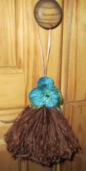 The Velvet Attic - Handmade Vintage Velvet Pansy Short Ostrich Feather Tassel - Turquoise