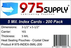 975 Supply - Index Card Laminating Pouches - 5 Mil - 3-1 2" X 5-1 2" - 200 Pouches