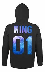 Yooh Design King & Queen Matching Couple Hoodie Set His & Hers HOODIES-KING4-BLACK-BLUE-1 Pcs-xxl