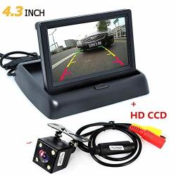 Epathchina 1 Set Foldable High-resolution 4.3" Tft Lcd MINI Car Monitor With Rear View Backup Camera For Vehicle Reversing Parking System