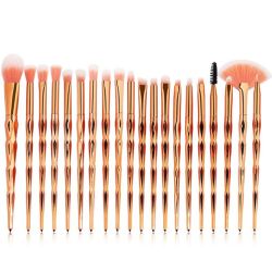 20 Piece Facial Make Up Synthetic Bristles Brushes Set - Rose Gold