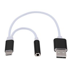 HP95 Tm USB Type-c To 3.5MM Jack Aux Headphone Audio Splitter Converter Adapter Cable Black