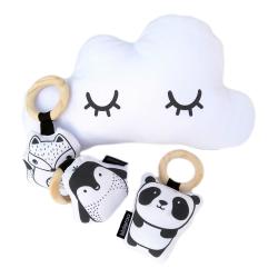 Cosy Cloud Cushion And Cute Animal Rattle Set For Babies