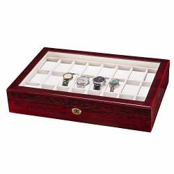 1024 Byte Shop 24 Slots Wooden Case Watch Display Case Glass Top Jewelry Storage Organizer