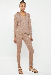 Missguided Knit Hooded Sweater Legging Lounge Set - Brown