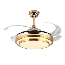 Gold Retractable Ceiling Fan Lights With Remote Control