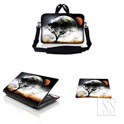Lss 17-17.3" Laptop & Macbook Pro Sleeve Bag With Matching Laptop Skin Sticker & Mouse Pad Combo Carrying Case For 16" 17" 17.3" 17.4" - Planet Mars Earth And Moon Eclipse