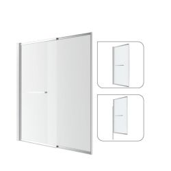 Bathscreen Chrome Liftable Pivot Screen With 5MM Clear Glass And A Towel Holder W123CMXH140CM