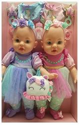 Brass Key Keepsakes Celebrating Twins 15" Twin Baby Dolls With Blue Eyes A Magical Day-unicorn