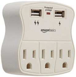AmazonBasics 3-OUTLET Surge Protector With 2 USB Ports