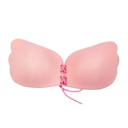Strapless Backless Adhesive Invisible Push-up Reusable Butterfly Bra - Pink - D Pink