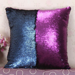 Two Tone Glitter Sequins Throw Pillows Decorative Cushion Case - J