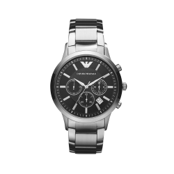Emporio Armani Men&apos S Stainless Steel Round Chronograph Bracelet Watch
