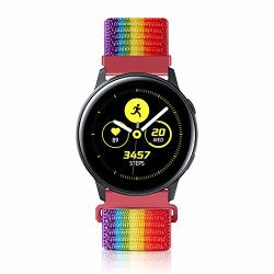 Wniph 20MM Quick Release Watch Band Compatible With Samsung Galaxy galaxy Watch ACTIVE2 Huawei pebble asus ticwatch Smart Watch Nylon Breathable Replacement Sport Strap Official Rainbow 20MM