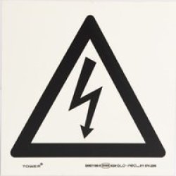 Photoluminescent Sign - Electricity Warning 190 X 190MM