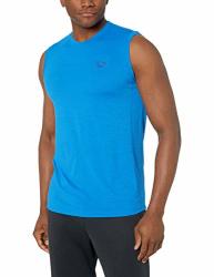 Amazon Brand - Peak Velocity Men's Vxe Sleeveless Quick-dry Athletic-fit Muscle Tank Top Electric Blue Heather Large