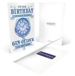Gin Tribe Collective - Gin Birthday Greetings Card 'gin O'clock' - Blue - Gift Tribe