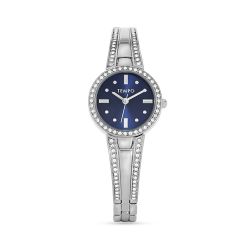 Woman&apos S Blue Dial Silver Toned Bangle Watch