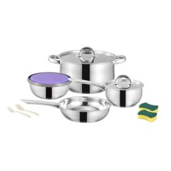 Bon Voyage Silver 11 Pieces Stainless Steel Cookware Heavy Bottom Pots Set