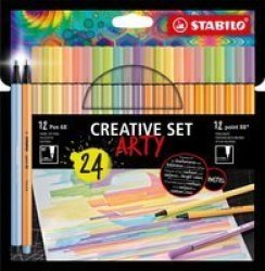 Arty Pastel Creative Set - Fineliners And Fibre Tip Pens Box Of 24