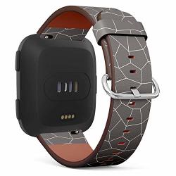 Compatible With Fitbit Versa Fitbit Versa 2 Fitbit Versa Lite Leather Wristband Bracelet With Quick-release Spring Pins -tile Beige Gray