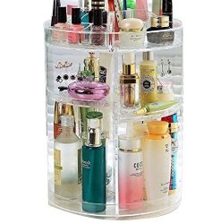 Freely Makeup Organizer Acrylic Case Cosmetics For Creams Jewelry Lipsticks Brushes Clear 360 Rotating Spacious Design Makeup Cosmetic Organizer AS1 One Size