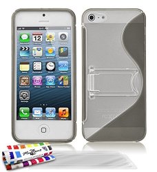 Muzzano Original Shell Cover Case With Stand With 3 Ultraclear Screen Protectors For Apple Iphone 5S - Grey
