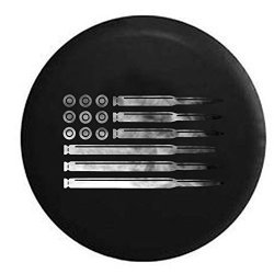 Rifle Pistol Bullets Rounds American Flag 2A Gun Smoke Spare Tire Cover Fits Suv Camper Rv Accessories Black 33 In