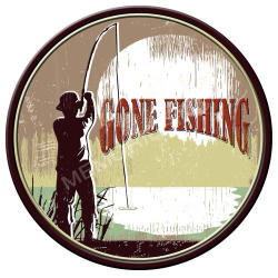 Gone Fishing - Round Magnet
