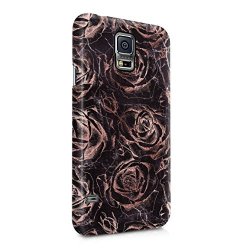 Rose Gold Roses On Black Marble Hard Plastic Phone Case For Samsung Galaxy S5