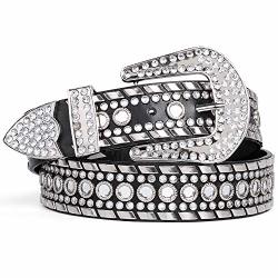 Rhinestone Belt For Women Suosdey Western Cowgirl Bling Studded Leather Belt For Jeans Pants Black M