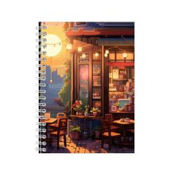 Chair A5 Notebook Spiral And Lined Trendy Cafe Graphic Notepad Present 110