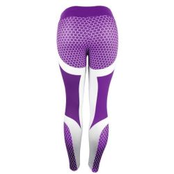Honeycomb High Waist Elastic Women's Fitness Pants Purple