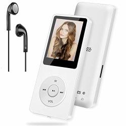 Image Portable Lossless Sound Player Ultrave MP3/MP4 Player with 16G SD Card 1.8 inches LCD Screen MP3 Music Player -Blue&White Rechargeable MP3 Player Also Support Ebook 