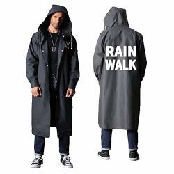 Fashion Men Raincoat Waterproof Lightweight Rain Jacket Slicker Active Long Outdoor Hooded Men's Windbreaker Rain Jacket Trench Coat XL